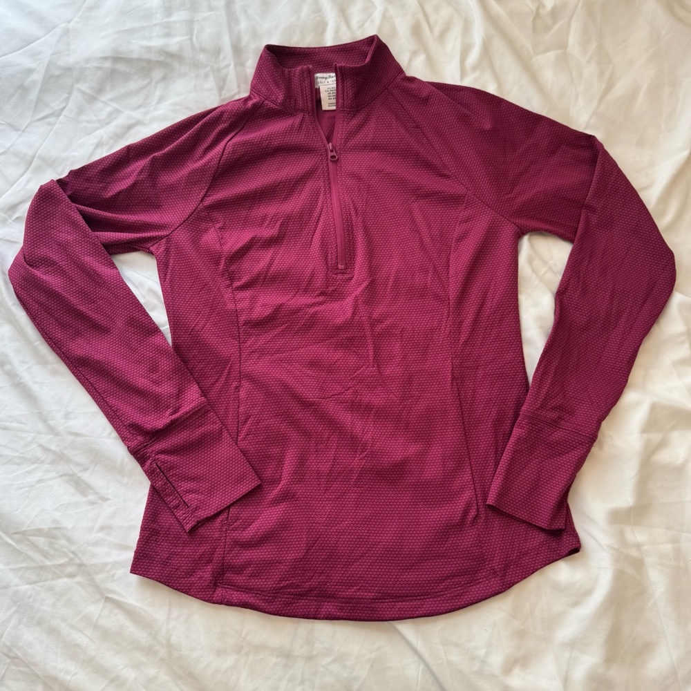 Tommy Bahama Golf Tennis Quarter Zip Cranberry Pink Textured Active Top XS Red